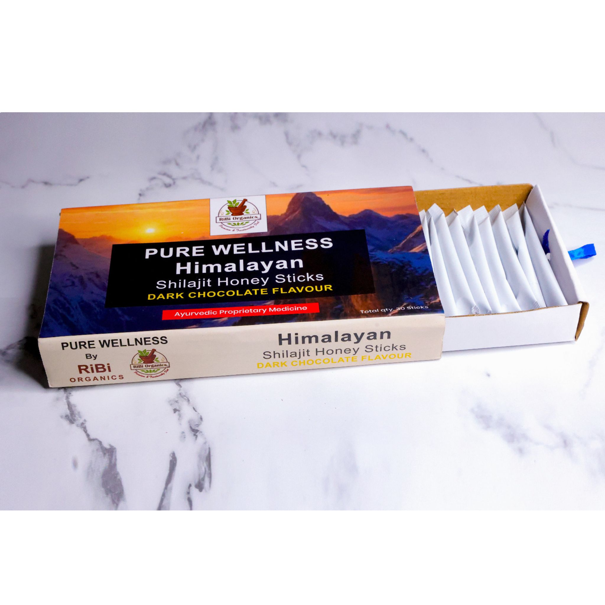 Pure Wellness Shilajit Honey Dark Chocolate sticks / 30 Sachets for Men & Women's