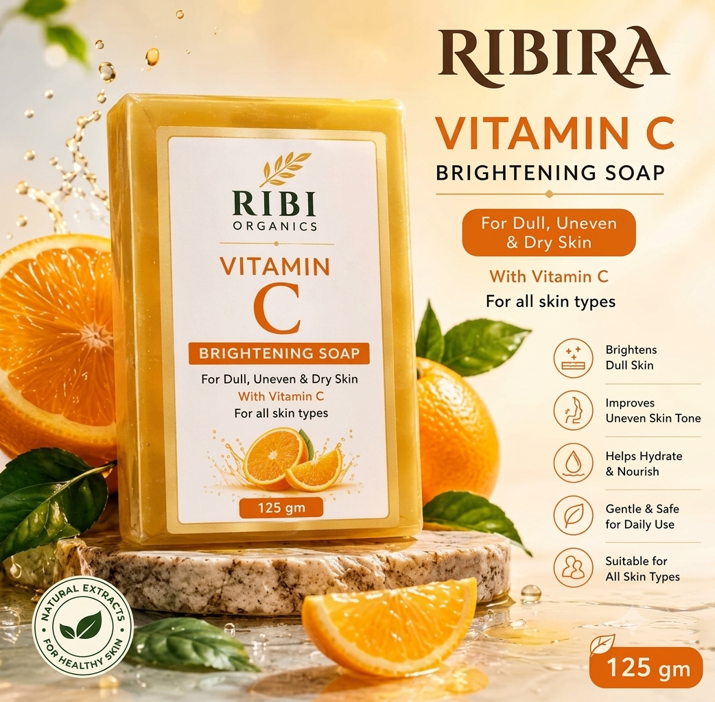 RIBIRA  Vitamin C  Organic Handmade Bath Soap  | Skin Brightening  Soap for Men & Women | Daily Use | (125 g)